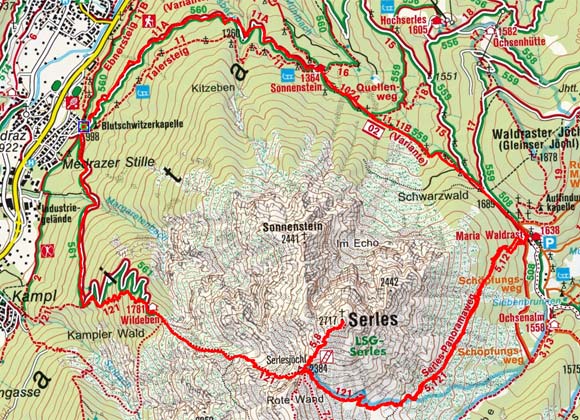 Serlesumrundung (2717 m) aus dem Stubaital Serlesumrundung (2717 m) aus dem Stubaital