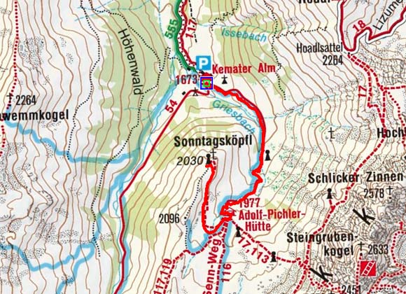 Sonntagsköpfl (2036m) von der Kemater Alm Sonntagsköpfl (2036m) von der Kemater Alm