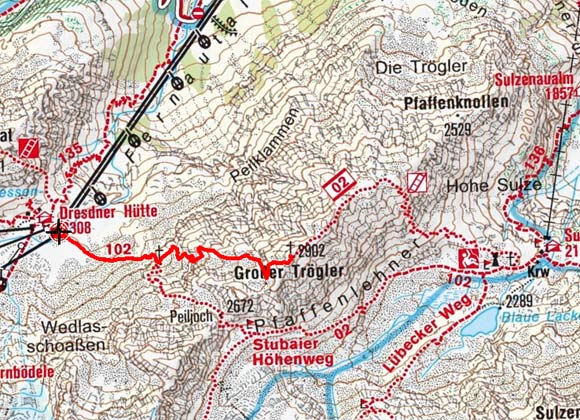 Großer Trögler (2902 m) von der Dresdner Hütte Großer Trögler (2902 m) von der Dresdner Hütte