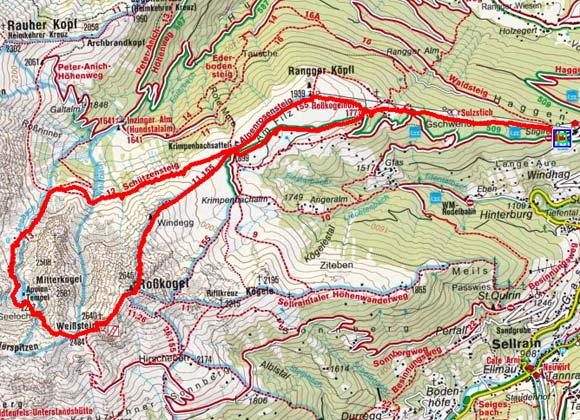 Weißstein-Roßkogel Rundtour (2640/2646 m) von Stiglreith Weißstein-Roßkogel Rundtour (2640/2646 m) von Stiglreith