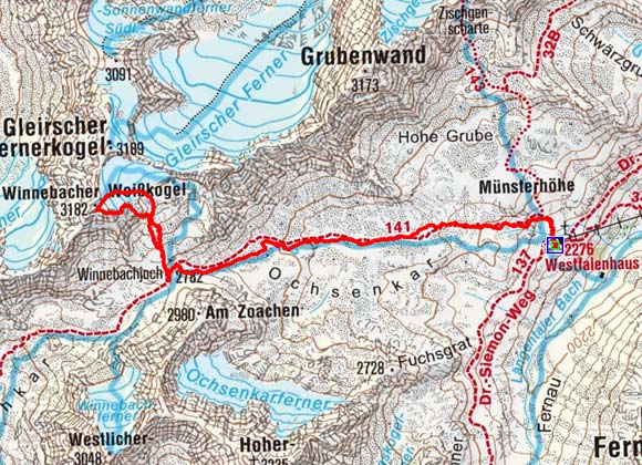 Winnebacher Weißkogel (3182 m) vom Westfalenhaus Winnebacher Weißkogel (3182 m) vom Westfalenhaus