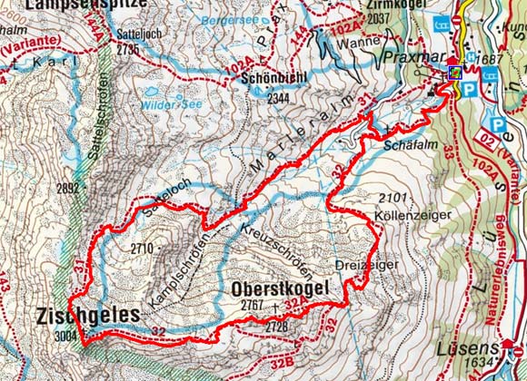 Zischgeles (3003 m) von Praxmar Zischgeles (3003 m) von Praxmar