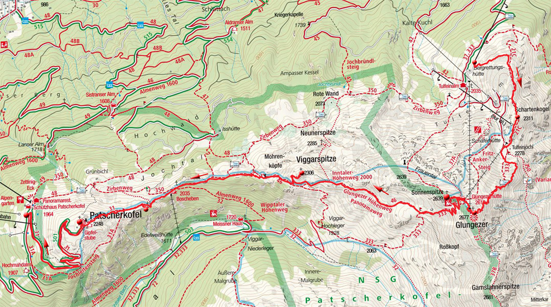 Panoramatour über 5-Gipfel von der Glungezerbahn zur Patscherkofelbahn Panoramatour über 5-Gipfel von der Glungezerbahn zur Patscherkofelbahn