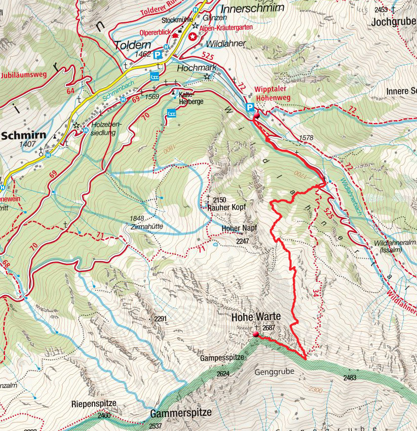 Hohe Warte (2687m) aus dem Wildlahnertal Hohe Warte (2687m) aus dem Wildlahnertal
