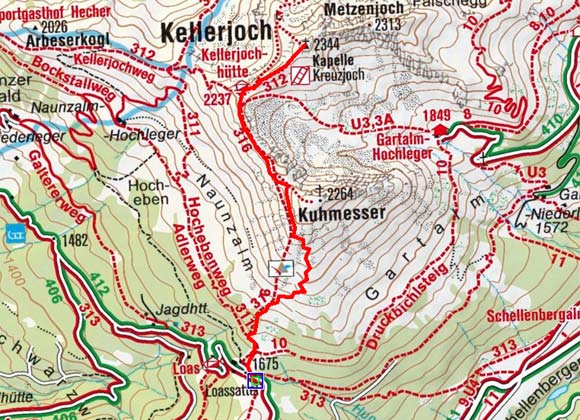 Kellerjoch (2237 m) über den Naunzstand Kellerjoch (2237 m) über den Naunzstand