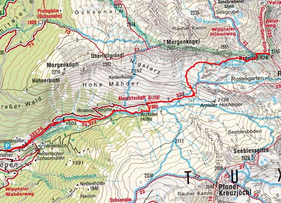 Kreuzspitze (2746 m) durch das Arztal Kreuzspitze (2746 m) durch das Arztal