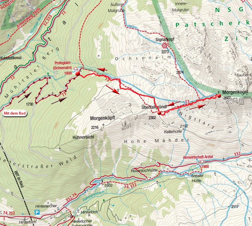 Bike & Hike Tour: Von der Profeglalm auf den Morgenkogel Bike & Hike Tour: Von der Profeglalm auf den Morgenkogel
