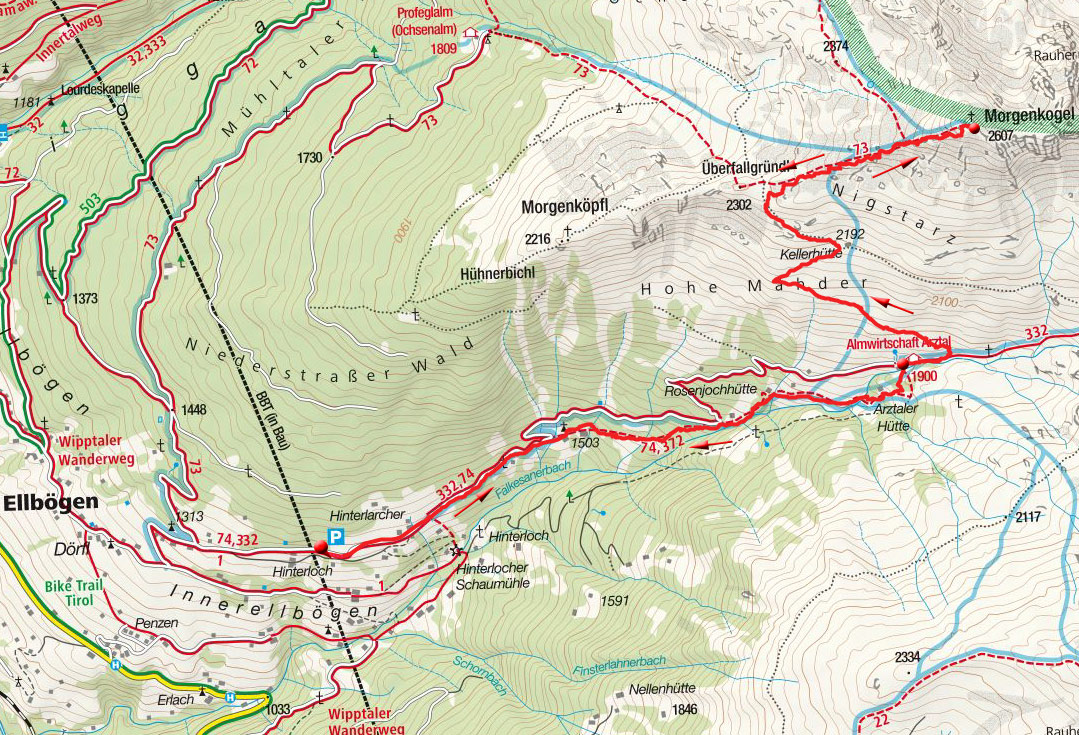 Morgenkogel (2.607 m) – Bergtour von Oberellbögen Morgenkogel (2.607 m) – Bergtour von Oberellbögen