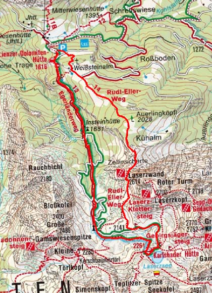 Karlsbader Hütte (2261 m) über den Rudl Eller Weg Karlsbader Hütte (2261 m) über den Rudl Eller Weg