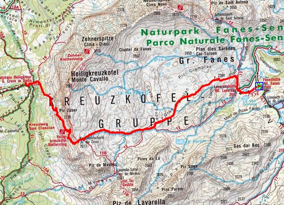 Faneshütte (2060 m) über die Kreuzkofelscharte Faneshütte (2060 m) über die Kreuzkofelscharte