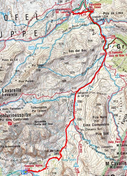 Lavarellahütte (2050 m) von der Capanna Alpina Lavarellahütte (2050 m) von der Capanna Alpina