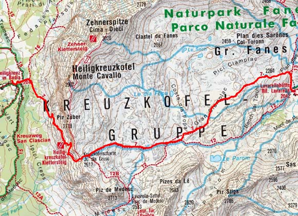 Schutzhütte Lavarella (2050 m) über die Kreuzkofelscharte Schutzhütte Lavarella (2050 m) über die Kreuzkofelscharte