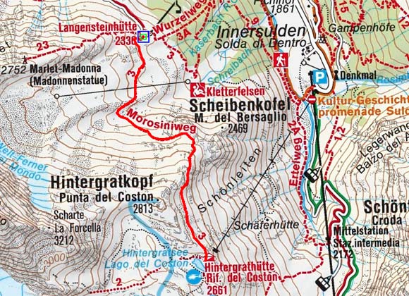 Hintergrathütte (2661 m) vom Langensteinlift Hintergrathütte (2661 m) vom Langensteinlift