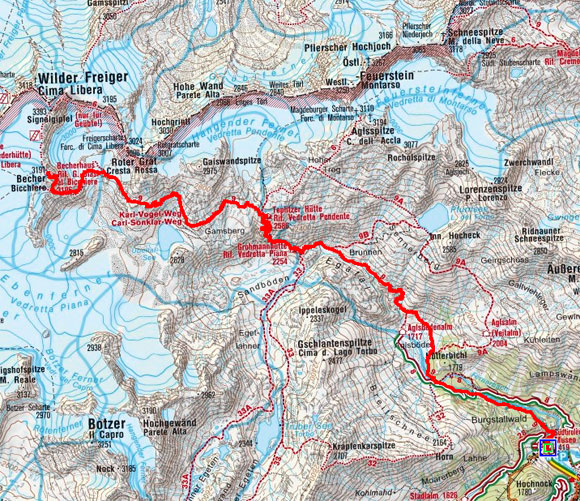 Becherhaus (3195 m) aus dem Ridnauntal Becherhaus (3195 m) aus dem Ridnauntal