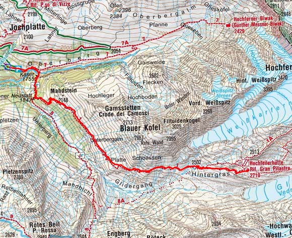 Hochfeilerhütte (2710 m) aus dem Pfitschertal Hochfeilerhütte (2710 m) aus dem Pfitschertal