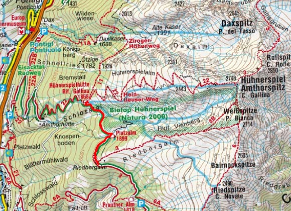 Hühnerspielhütte (1870 m) vom Riedberg Hühnerspielhütte (1870 m) vom Riedberg