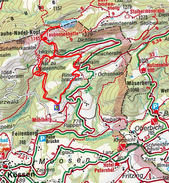 Taubenseehütte – Taubensee von Kössen Taubenseehütte – Taubensee von Kössen