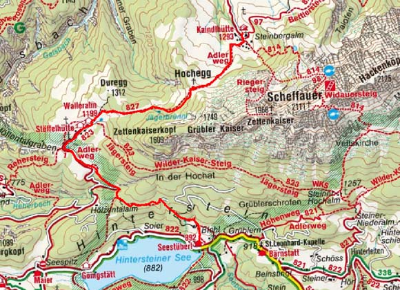 Kaindlhütte (1318 m) vom Hintersteiner See Kaindlhütte (1318 m) vom Hintersteiner See