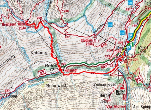 Breslauer Hütte (2844 m) über die Rofenhöfe Breslauer Hütte (2844 m) über die Rofenhöfe