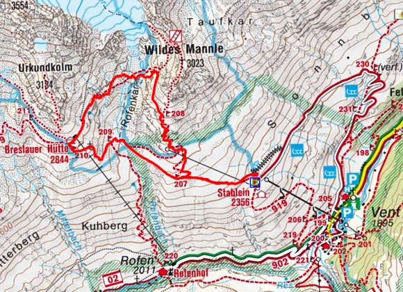Breslauer Hütte (2844 m) über den Rofenkarsteig Breslauer Hütte (2844 m) über den Rofenkarsteig