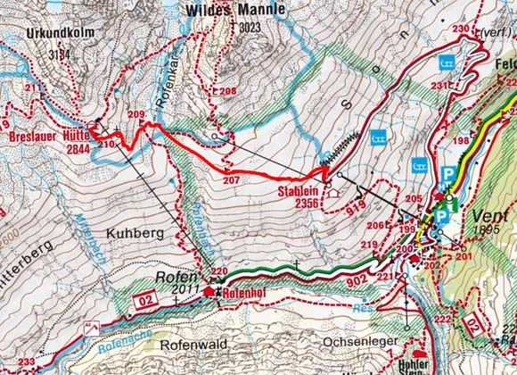 Breslauer Hütte (2844 m) über den Normalweg Breslauer Hütte (2844 m) über den Normalweg