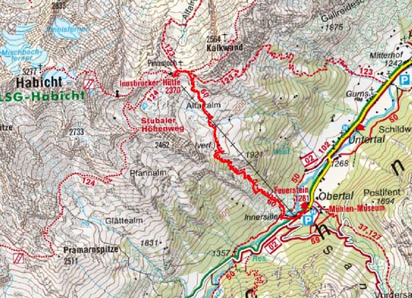 Innsbrucker Hütte (2369 m) vom Gasthof Feuerstein Innsbrucker Hütte (2369 m) vom Gasthof Feuerstein