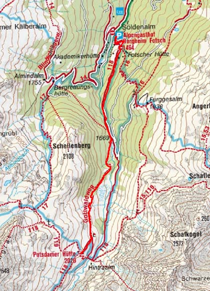 Potsdamer Hütte (2020 m) durch das Fotschertal Potsdamer Hütte (2020 m) durch das Fotschertal
