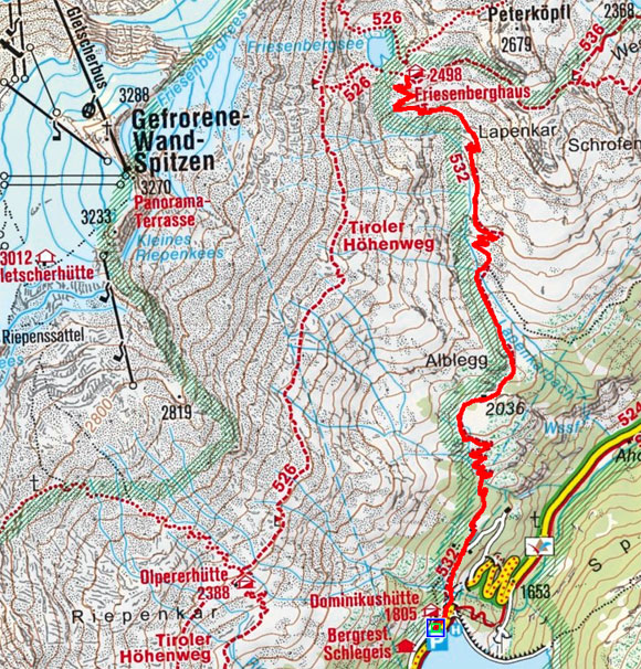 Friesenberghaus (2498 m) vom Schlegeisspeicher Friesenberghaus (2498 m) vom Schlegeisspeicher