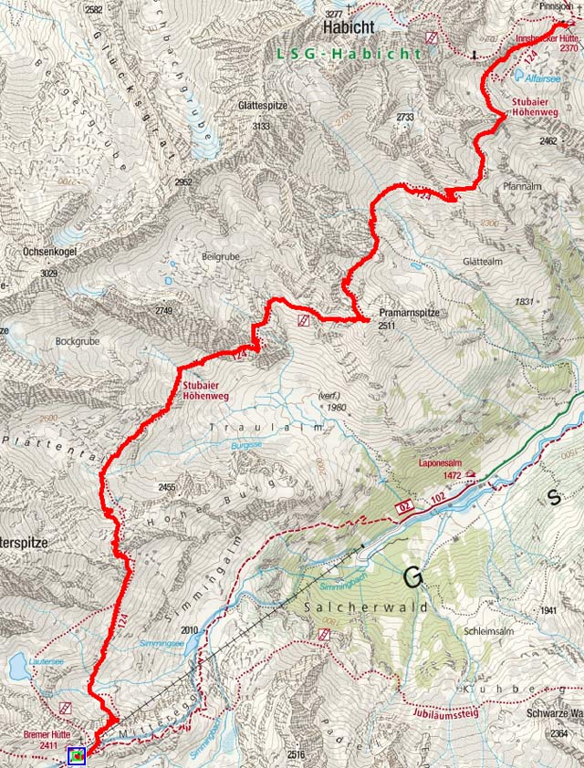 Tag 8: Bremerhütte – Innsbrucker Hütte Tag 8: Bremerhütte – Innsbrucker Hütte