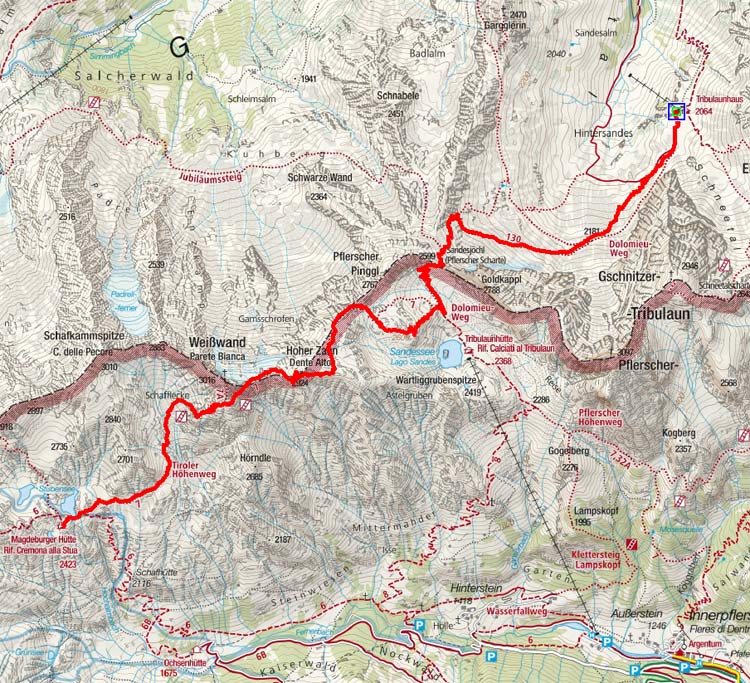Gschnitzer Tribulaunhütte – Pflerscher Scharte - Hoher Zahn – Weißwand – Magdeburger Hütte Gschnitzer Tribulaunhütte – Pflerscher Scharte - Hoher Zahn – Weißwand – Magdeburger Hütte