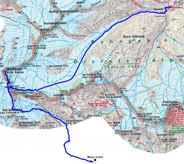 Schnalser Skirunde Tag 4 oder 5 - Weißkugel, 3739 m Schnalser Skirunde Tag 4 oder 5 - Weißkugel, 3739 m