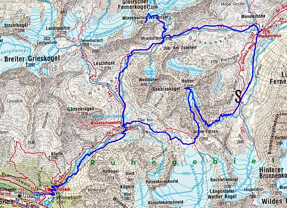 Skitour Seeblaskogel-Umrundung von Gries - 2 Tages Rundtour Skitour Seeblaskogel-Umrundung von Gries - 2 Tages Rundtour