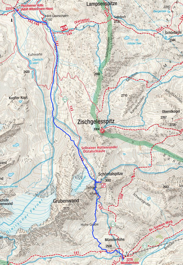Tag 4: Westfalenhaus – Schöntalspitze – Pforzheimer Hütte