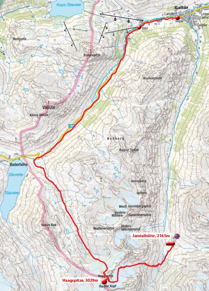 Tag 2: Jamtalhütte – Haagspitze – Bieltal – Kleinvermunt - Wirl Tag 2: Jamtalhütte – Haagspitze – Bieltal – Kleinvermunt - Wirl