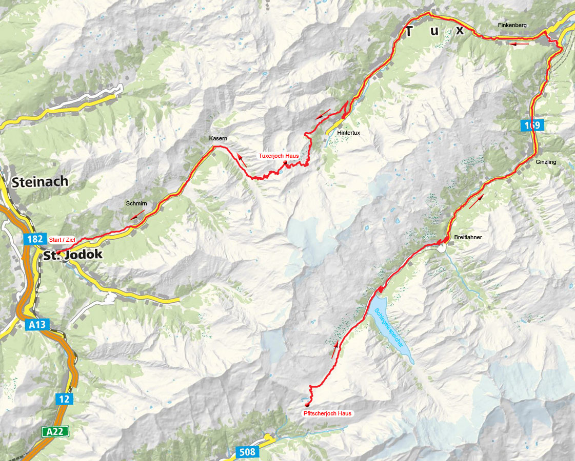 Tag 3: Vom Pfitscherjoch Haus über das Tuxerjoch nach St. Jodok Tag 3: Vom Pfitscherjoch Haus über das Tuxerjoch nach St. Jodok