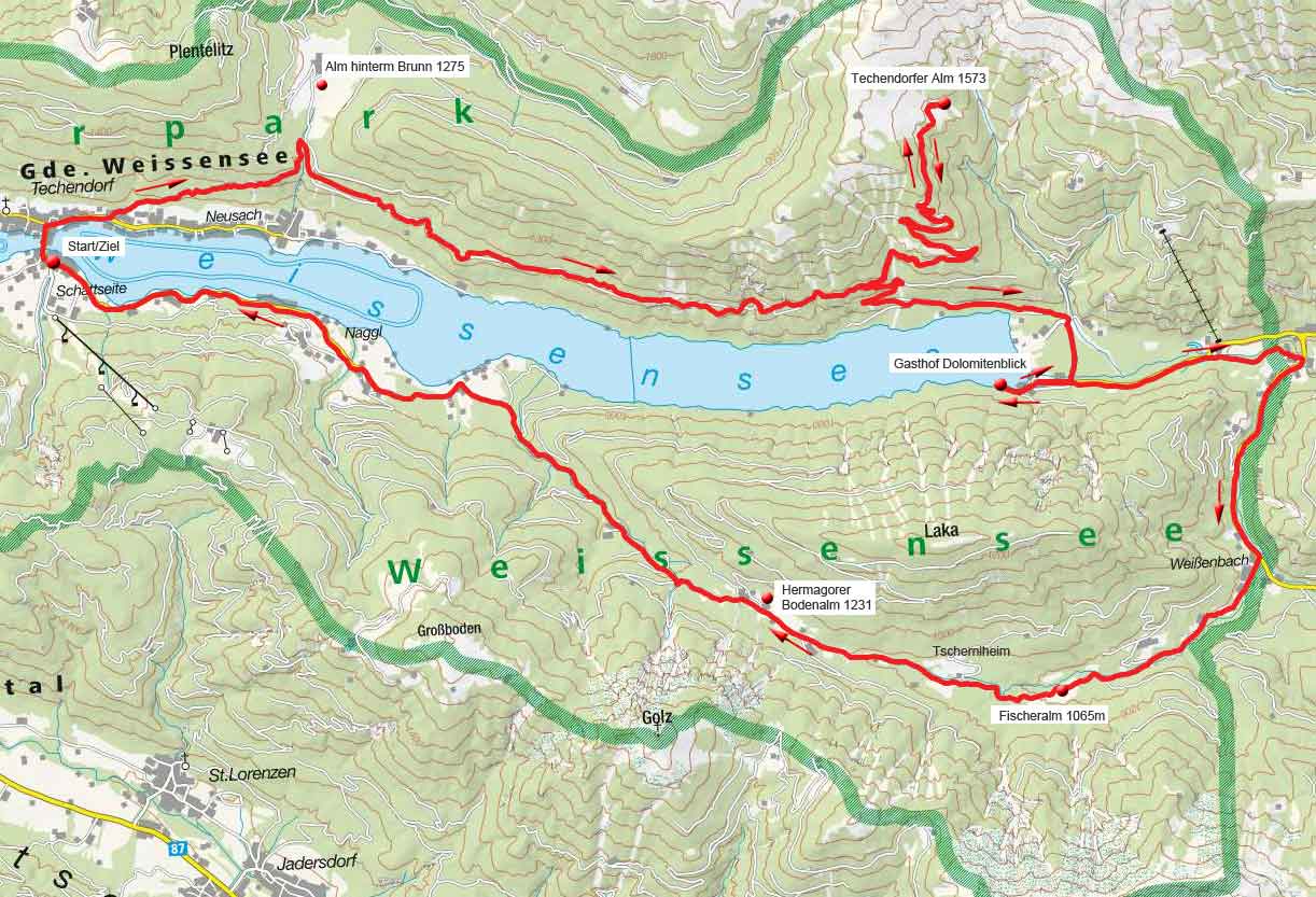 Große Weissensee Rundtour von Techendorf Große Weissensee Rundtour von Techendorf