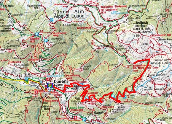 Lüsen - Flitt - Kreuwiesenalm Lüsen - Flitt - Kreuwiesenalm