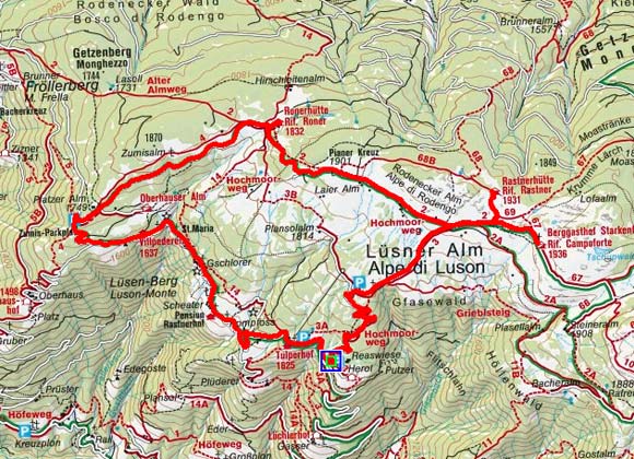 Kleine Lüsner Alm - Rodenecker Alm-Runde Kleine Lüsner Alm - Rodenecker Alm-Runde