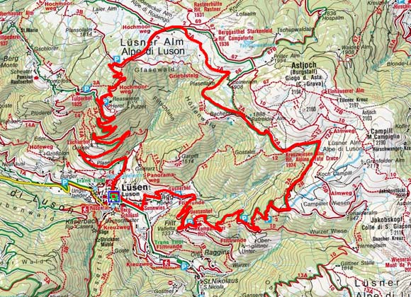 Lüsen - Lüsen Berg - Kreuzwiesenalm Lüsen - Lüsen Berg - Kreuzwiesenalm
