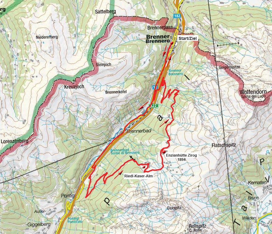 Enzianhütte Zirog vom Brenner Ort - Rundtour Enzianhütte Zirog vom Brenner Ort - Rundtour
