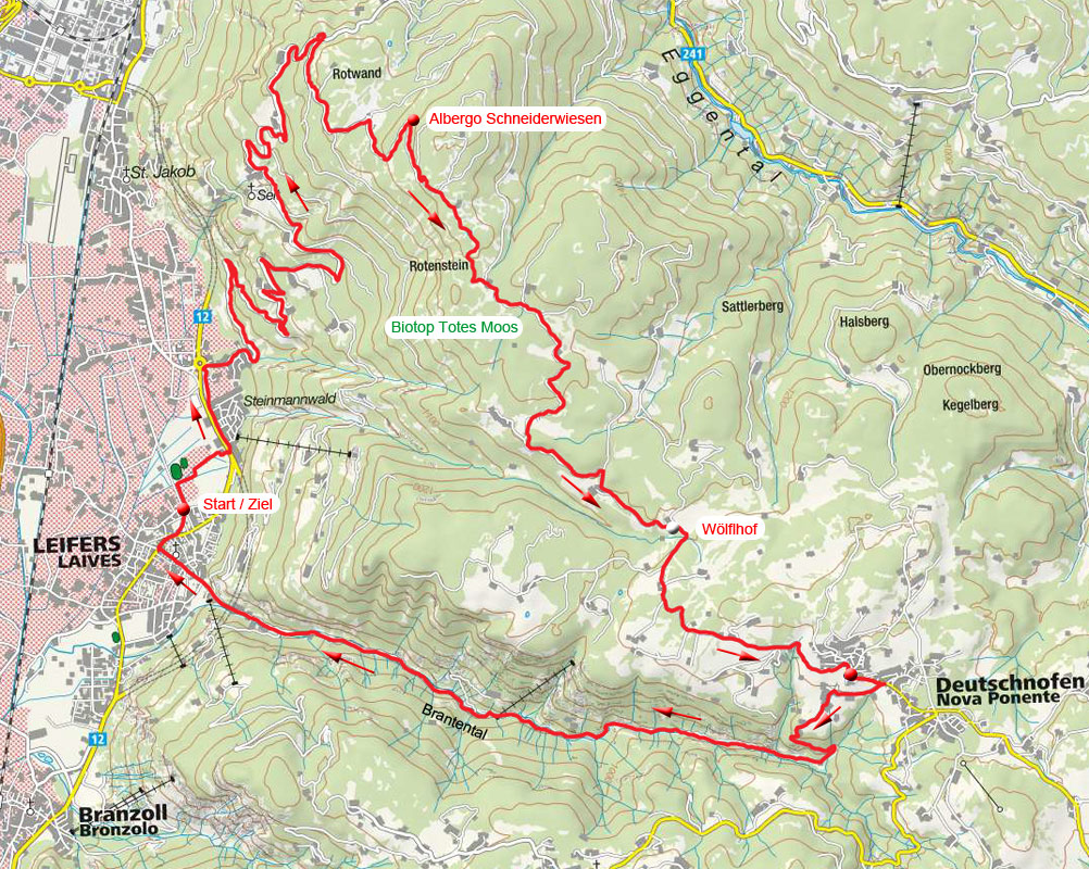 Schneiderwiesen – Wölflhof Rundfahrt von Leifers Schneiderwiesen – Wölflhof Rundfahrt von Leifers