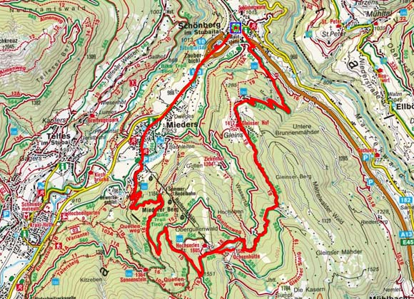 Schönberg - Gleinserhöfe - Ochsenhütte Schönberg - Gleinserhöfe - Ochsenhütte