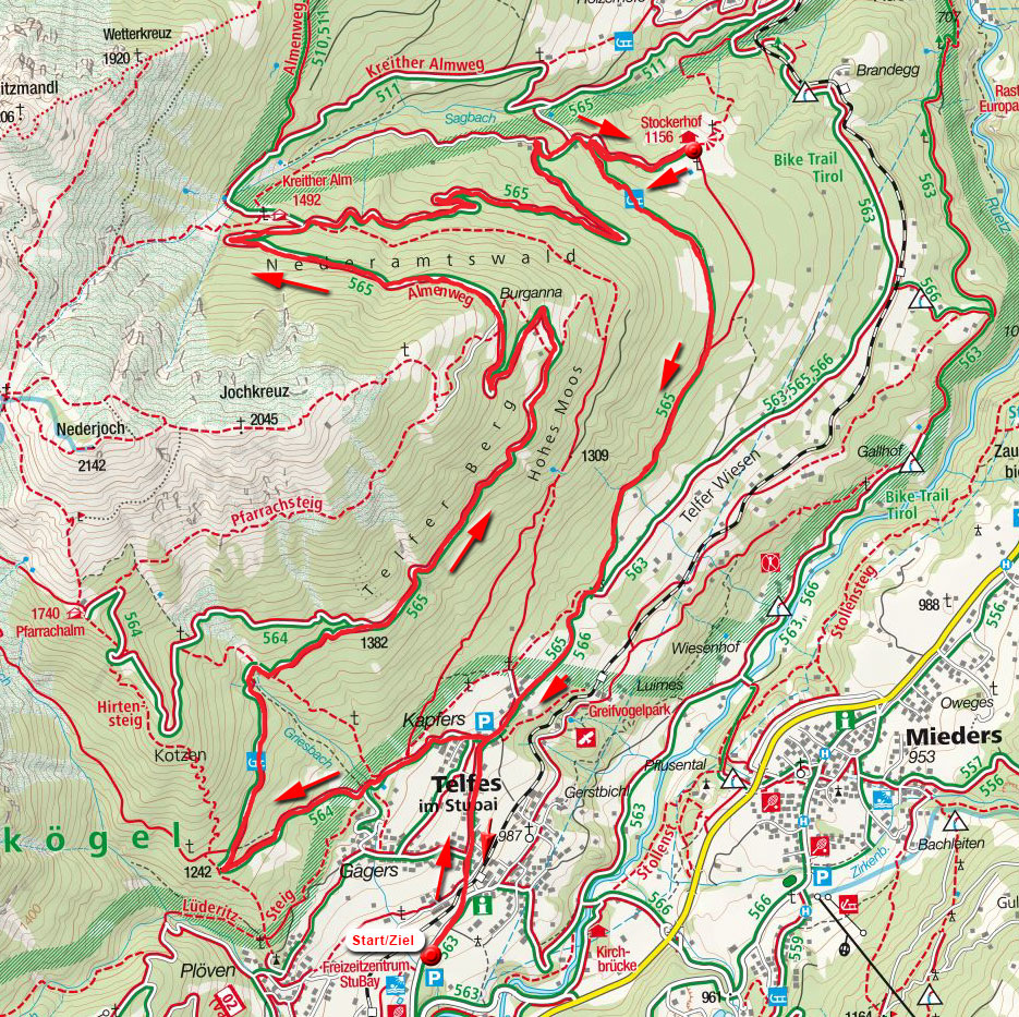 MTB oder E-Bike Runde: Telfer Berg - Stockerhof MTB oder E-Bike Runde: Telfer Berg - Stockerhof