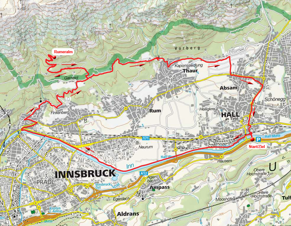 Rumeralm - Rundfahrt von Hall Rumeralm - Rundfahrt von Hall