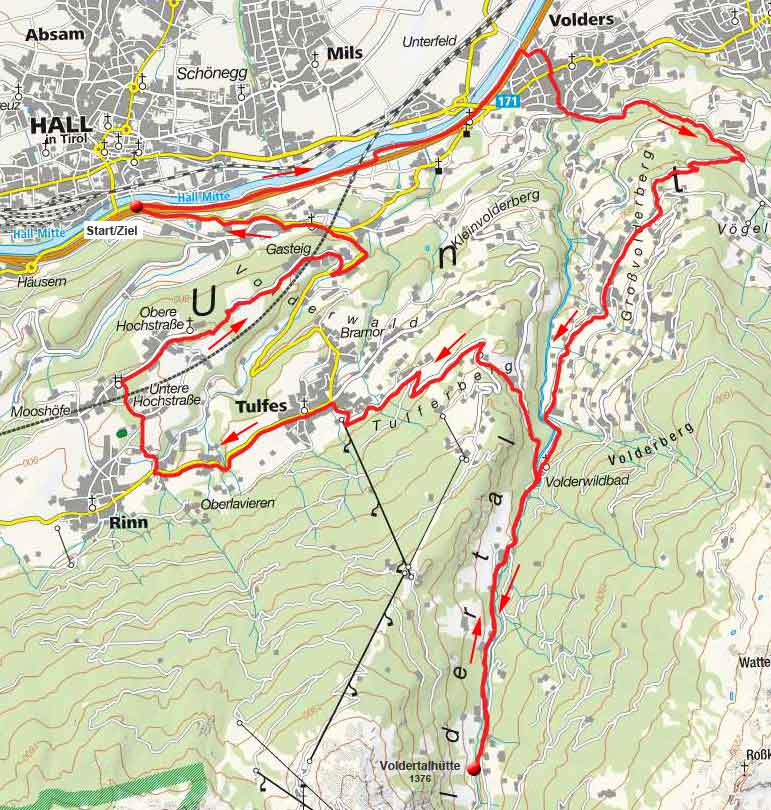 Voldertalhütte von Hall über den Großvolderberg Voldertalhütte von Hall über den Großvolderberg