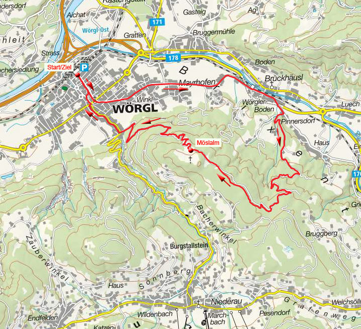 Pfaffenberg – Möslalm – Runde von Wörgl Pfaffenberg – Möslalm – Runde von Wörgl