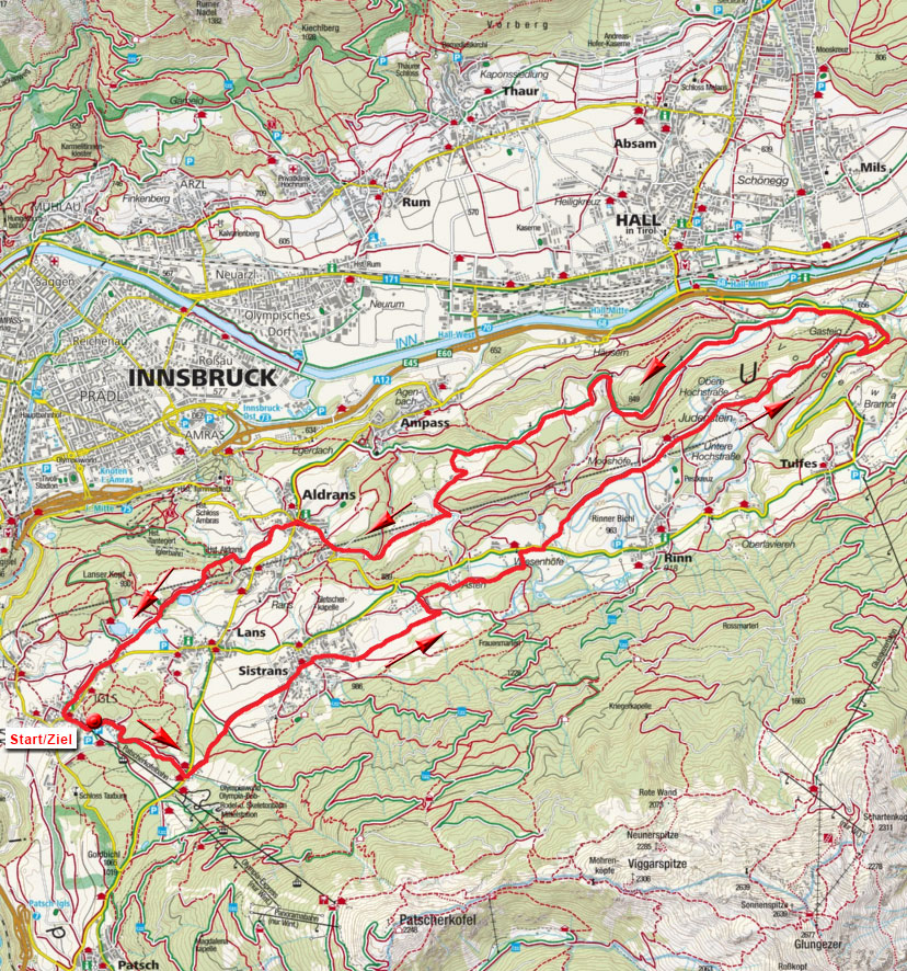 MTB oder E-Bike Runde: Judenstein-Kienberg-Rundfahrt von Igls MTB oder E-Bike Runde: Judenstein-Kienberg-Rundfahrt von Igls