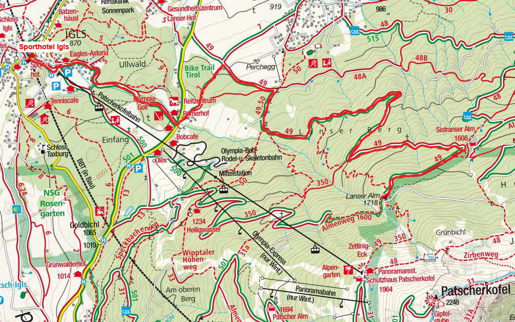 Vom Sporthotel Igls auf die Lanser Alm Vom Sporthotel Igls auf die Lanser Alm