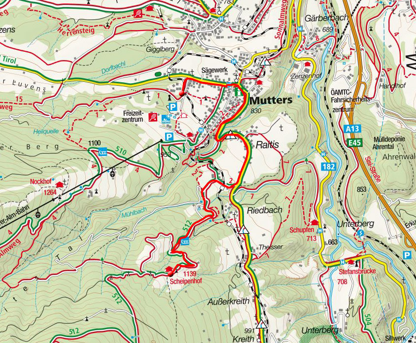 Scheipenhof - Mountainbike Tour von Mutters Scheipenhof - Mountainbike Tour von Mutters