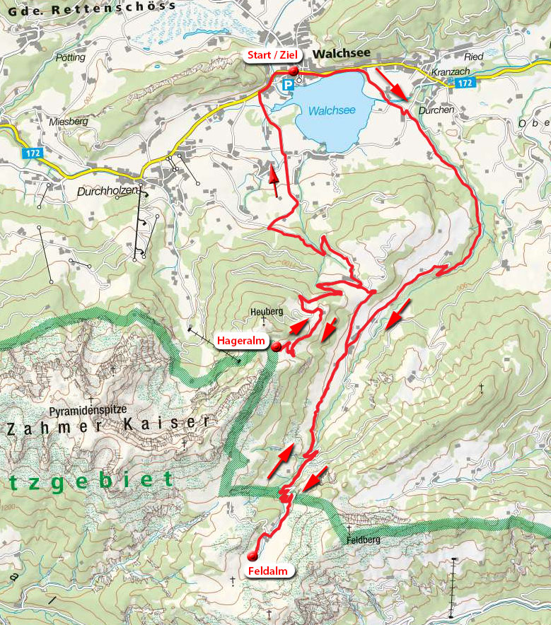 MTB-/E-Bike-Rundtour: Almkäserei Feldalm & Hageralm bei Walchsee MTB-/E-Bike-Rundtour: Almkäserei Feldalm & Hageralm bei Walchsee